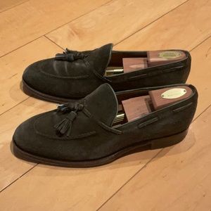Italian tassel loafers, green suede, Sid Mashburn, size 11 (fits like 12)